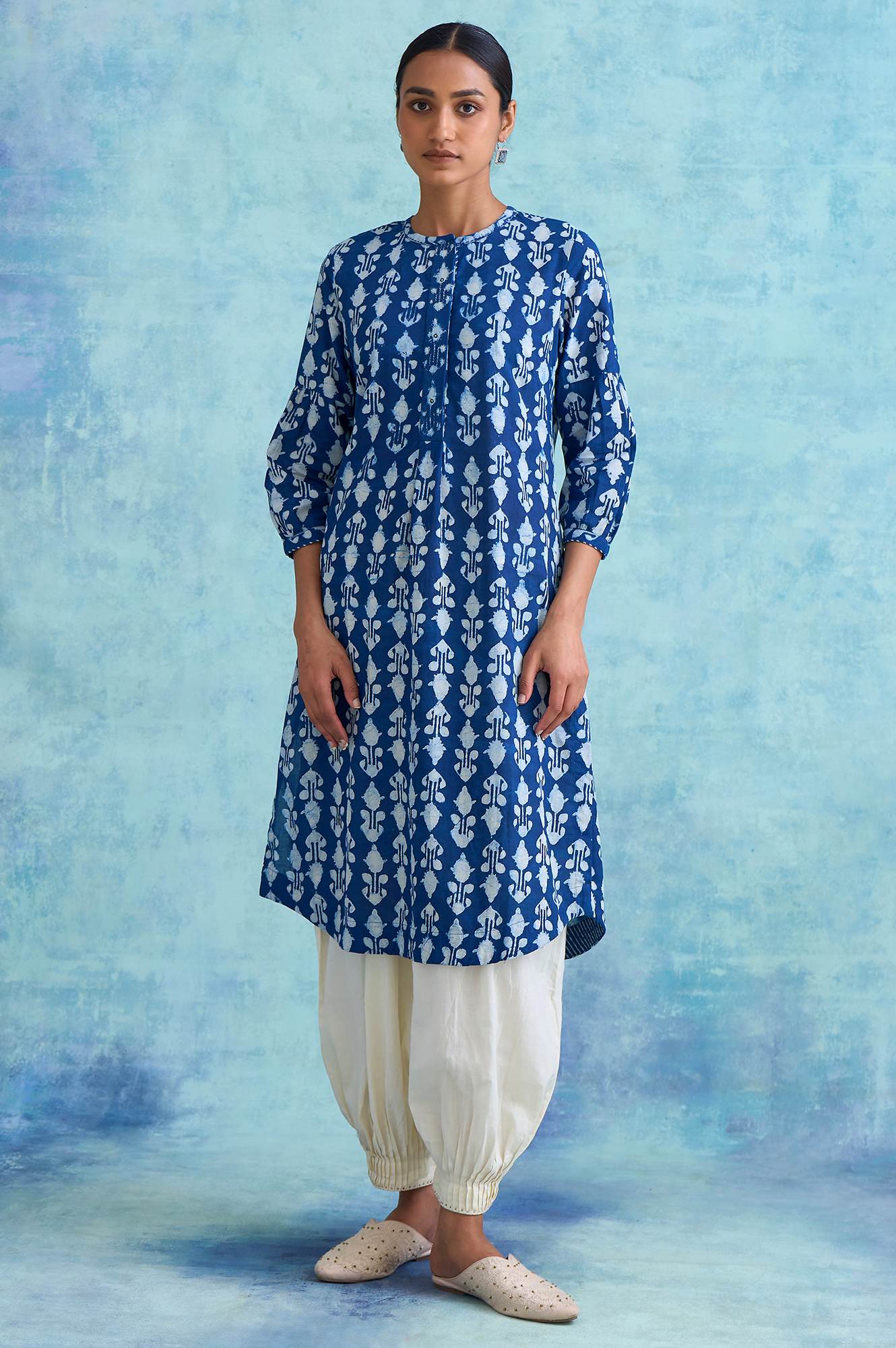 Folksong By W Indigo Booti Dabu Print kurta