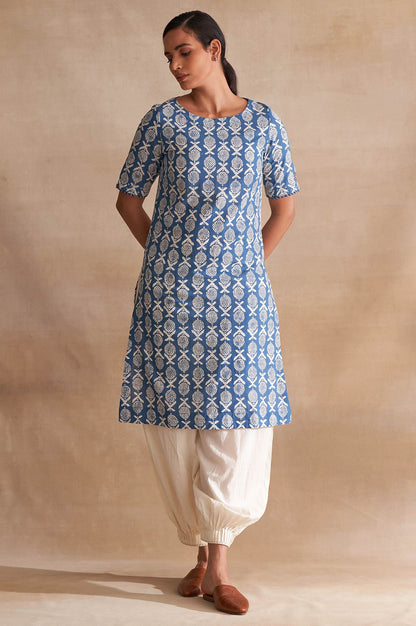 Folksong By W Indigo Handblock Dabu Print kurta