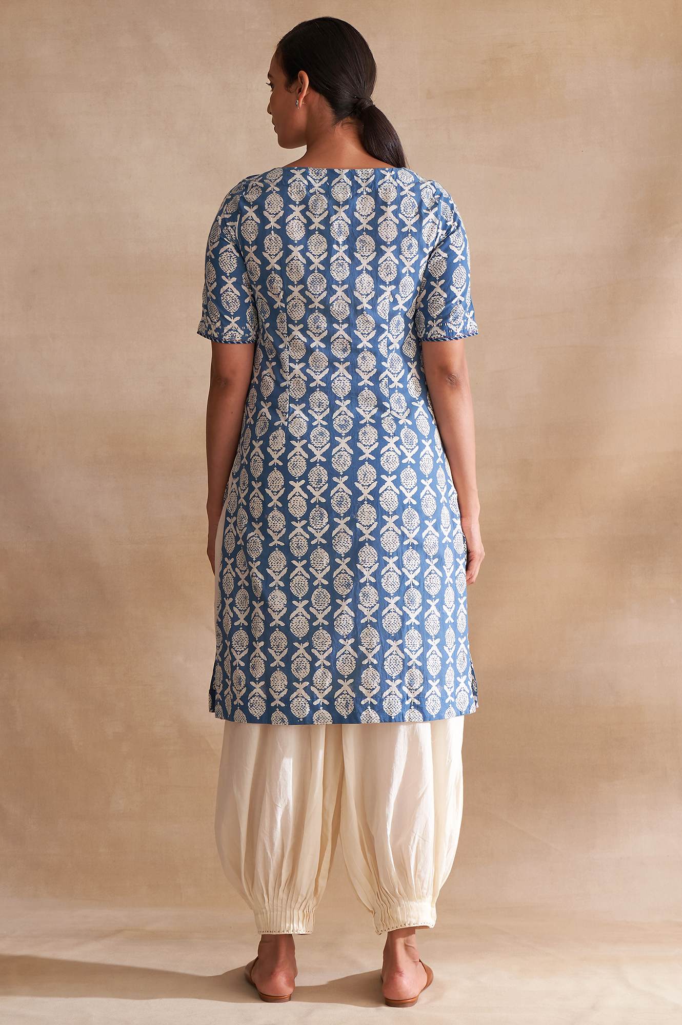 Folksong By W Indigo Handblock Dabu Print kurta