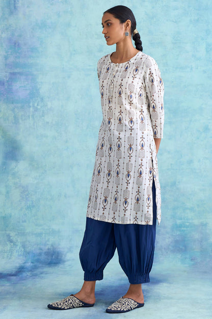 Folksong By W Ecru Handblock Dabu Print kurta