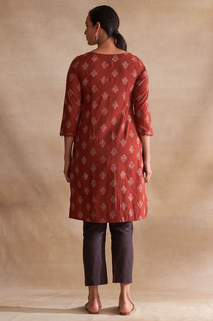 Folksong By W Red Handblock Print kurta