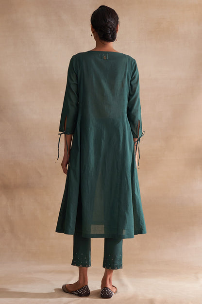 Folksong By W Dark Green Embroidered Voile kurta