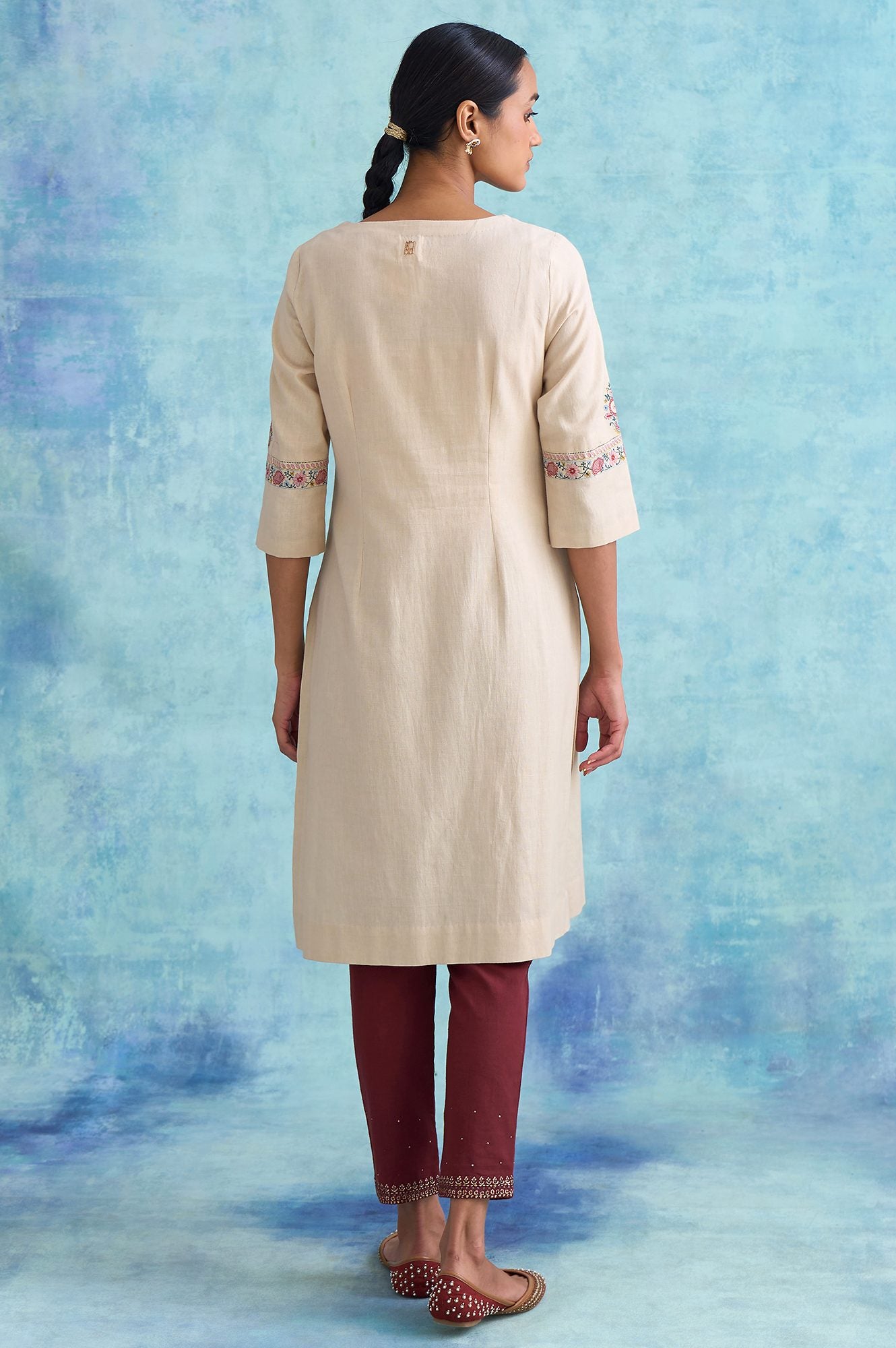 Folksong By W Light Beige Embroidered kurta