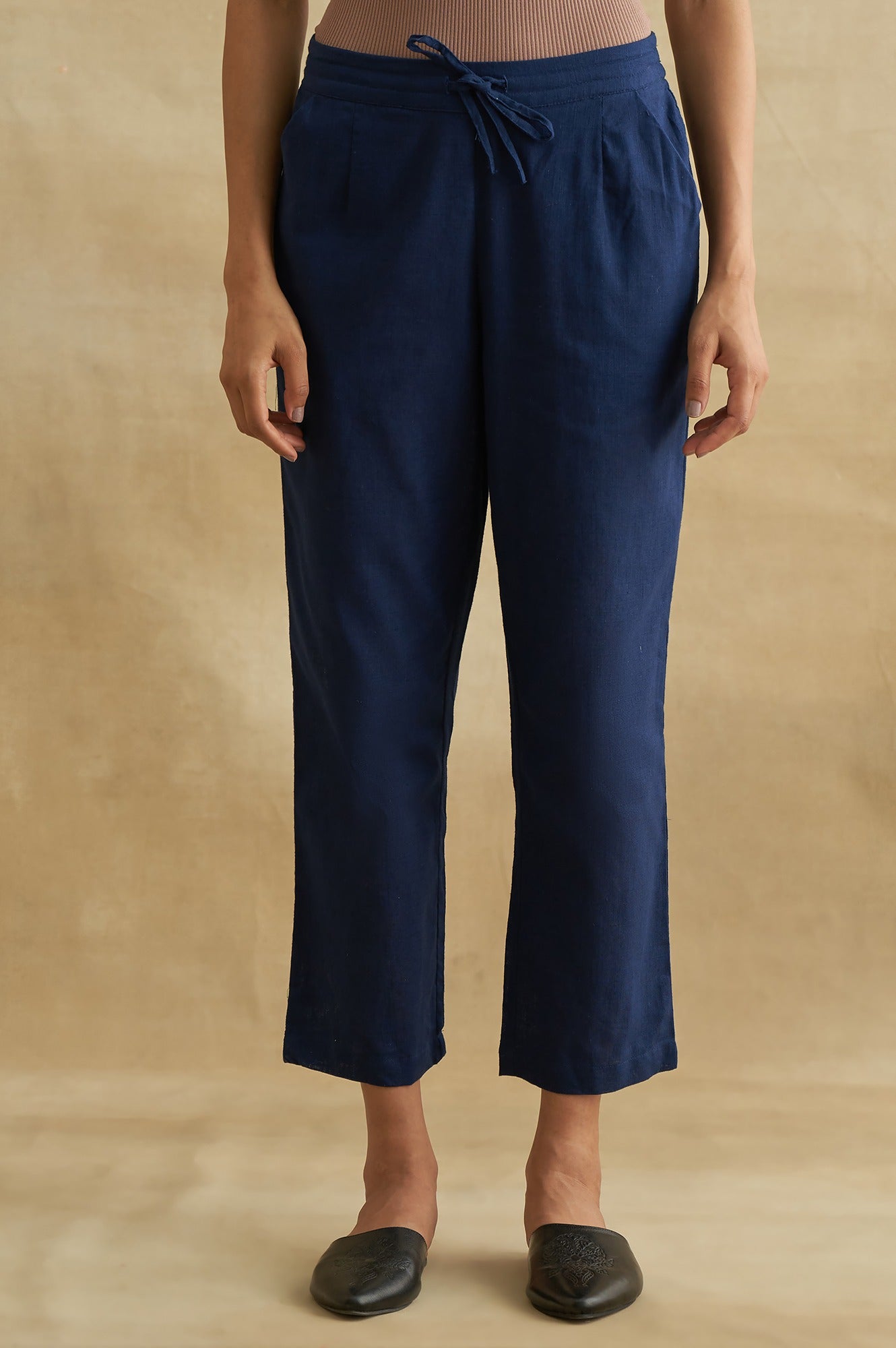 Indigo Solid Straight Pants