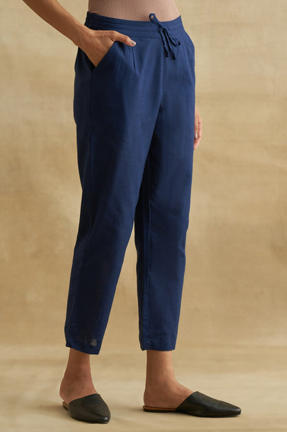 Indigo Solid Straight Pants