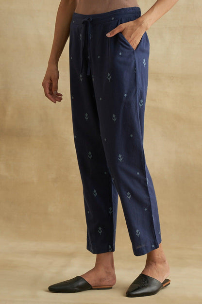 Indigo Yarn-Dyed Straight Pants - wforwoman