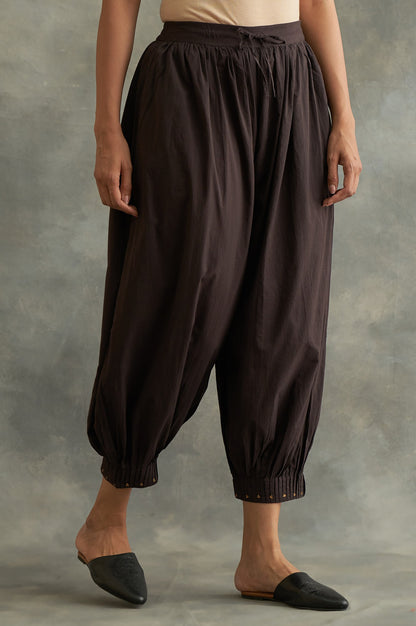 Dark Brown Pleated Hem Salwar Pants