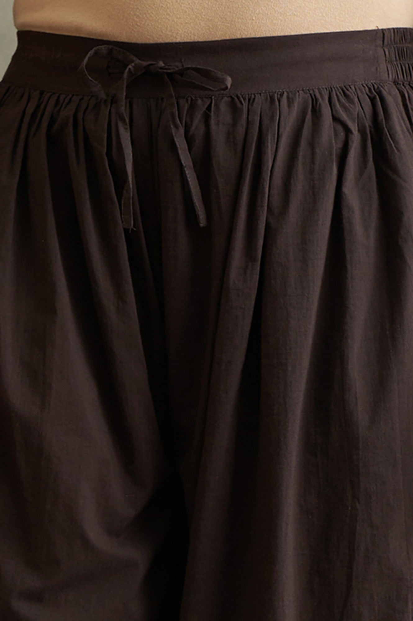 Dark Brown Pleated Hem Salwar Pants