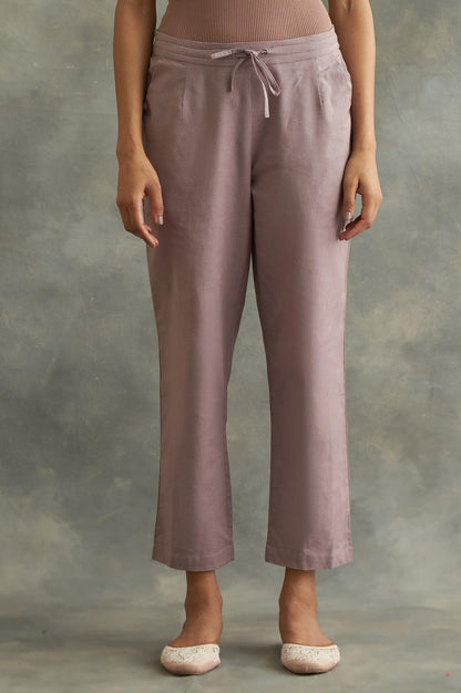 Lilac Solid Straight Pants - wforwoman