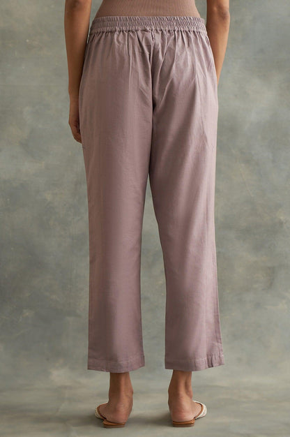 Lilac Solid Straight Pants - wforwoman