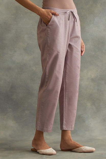 Lilac Solid Straight Pants - wforwoman