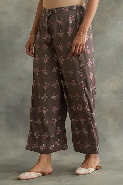 Dark Grey Printed Parallel Pants