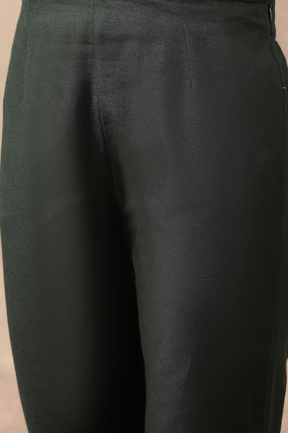 Dark Green Solid Slim Pants