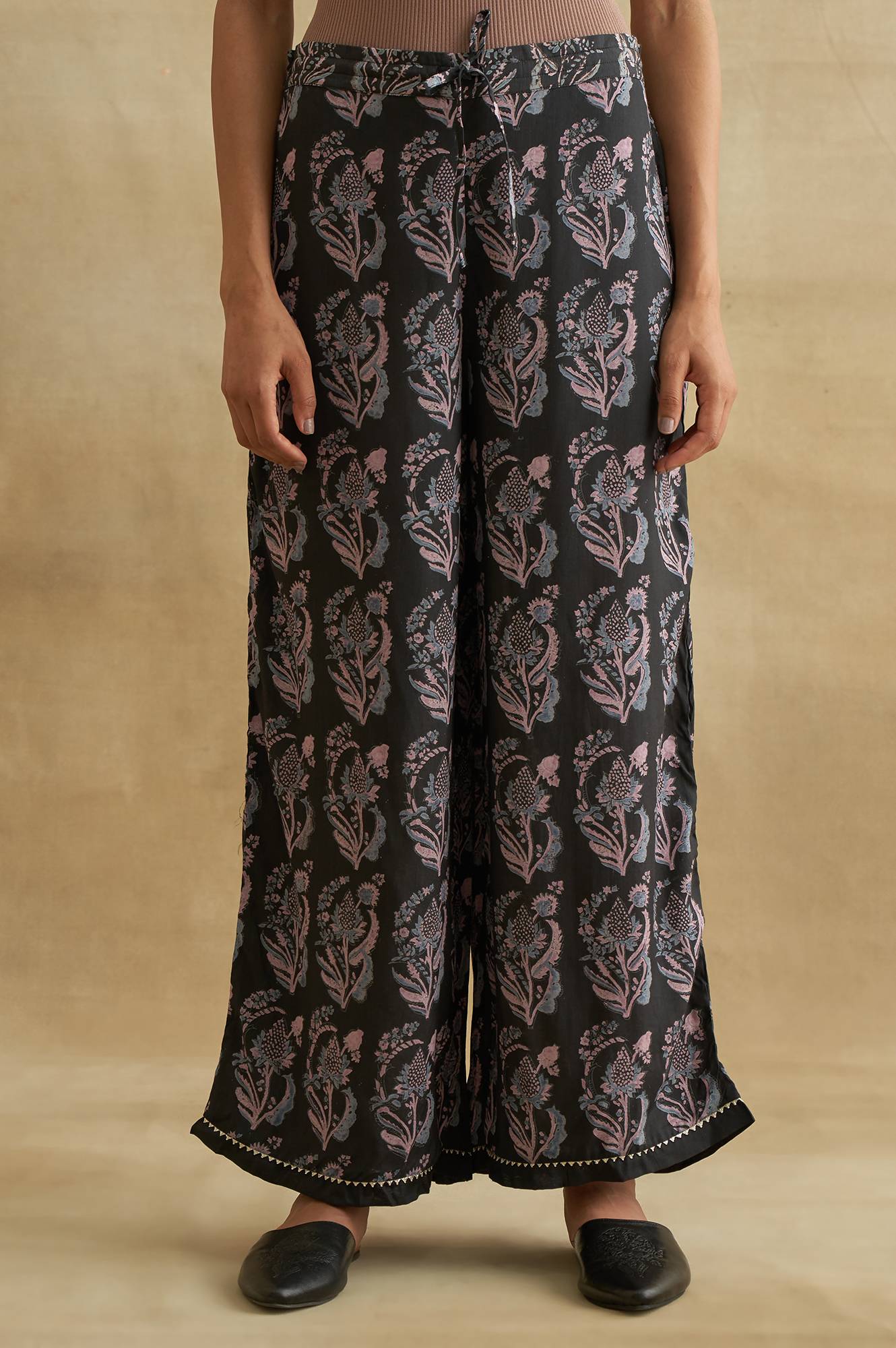 Dark Grey Printed Parallel Pants