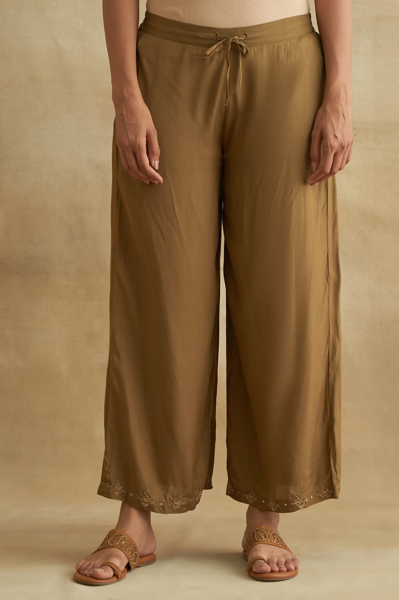 Olive Solid Parallel Pants