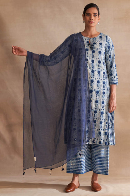 Folksong By W Dark Blue Solid Kota Drape