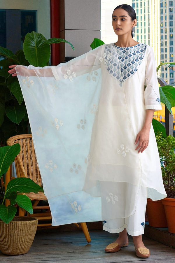 Folksong By W Ecru Solid Silk Organza Drape