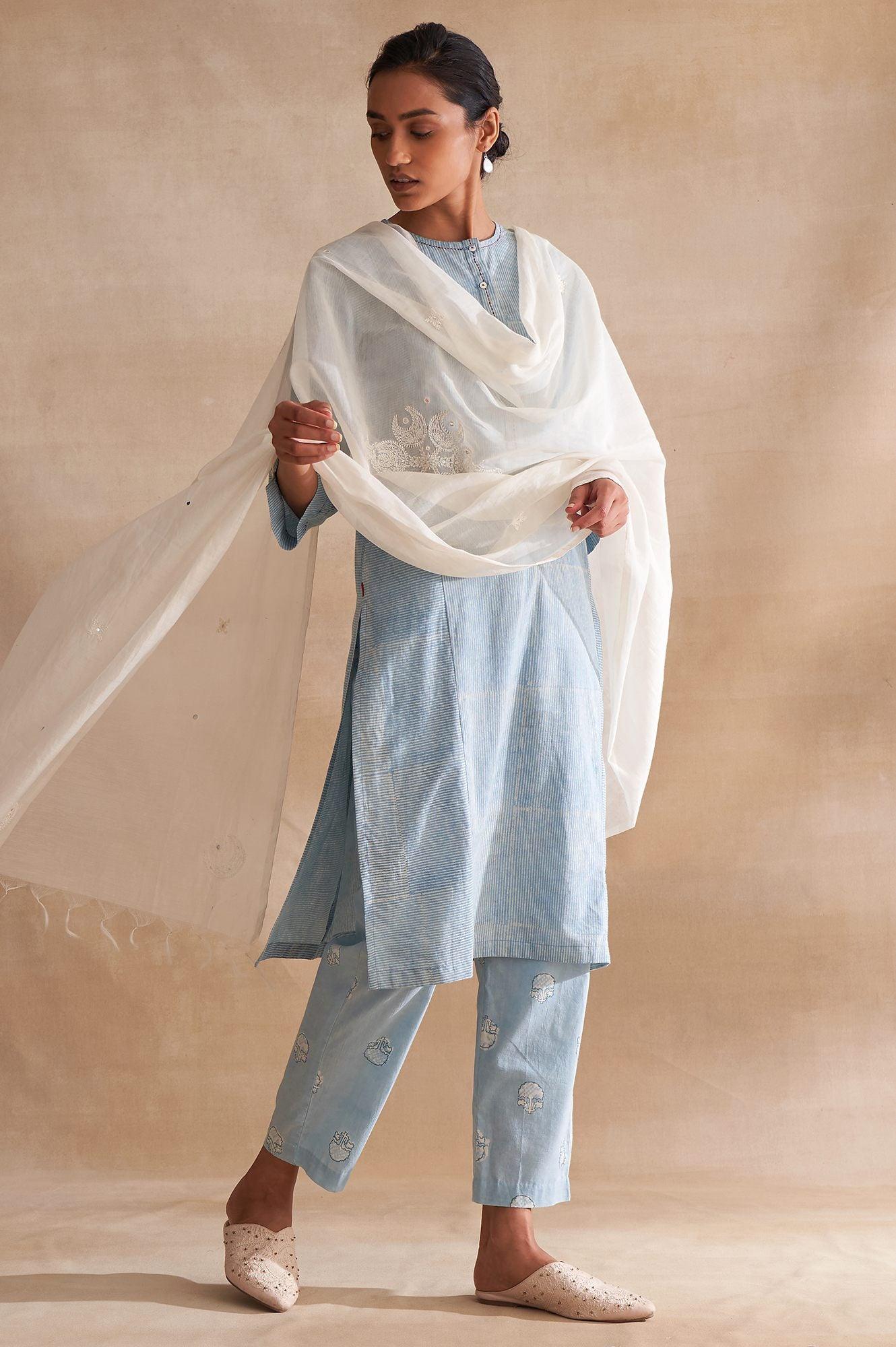 Folksong By W Ecru Solid Cotton Silk Drape - wforwoman