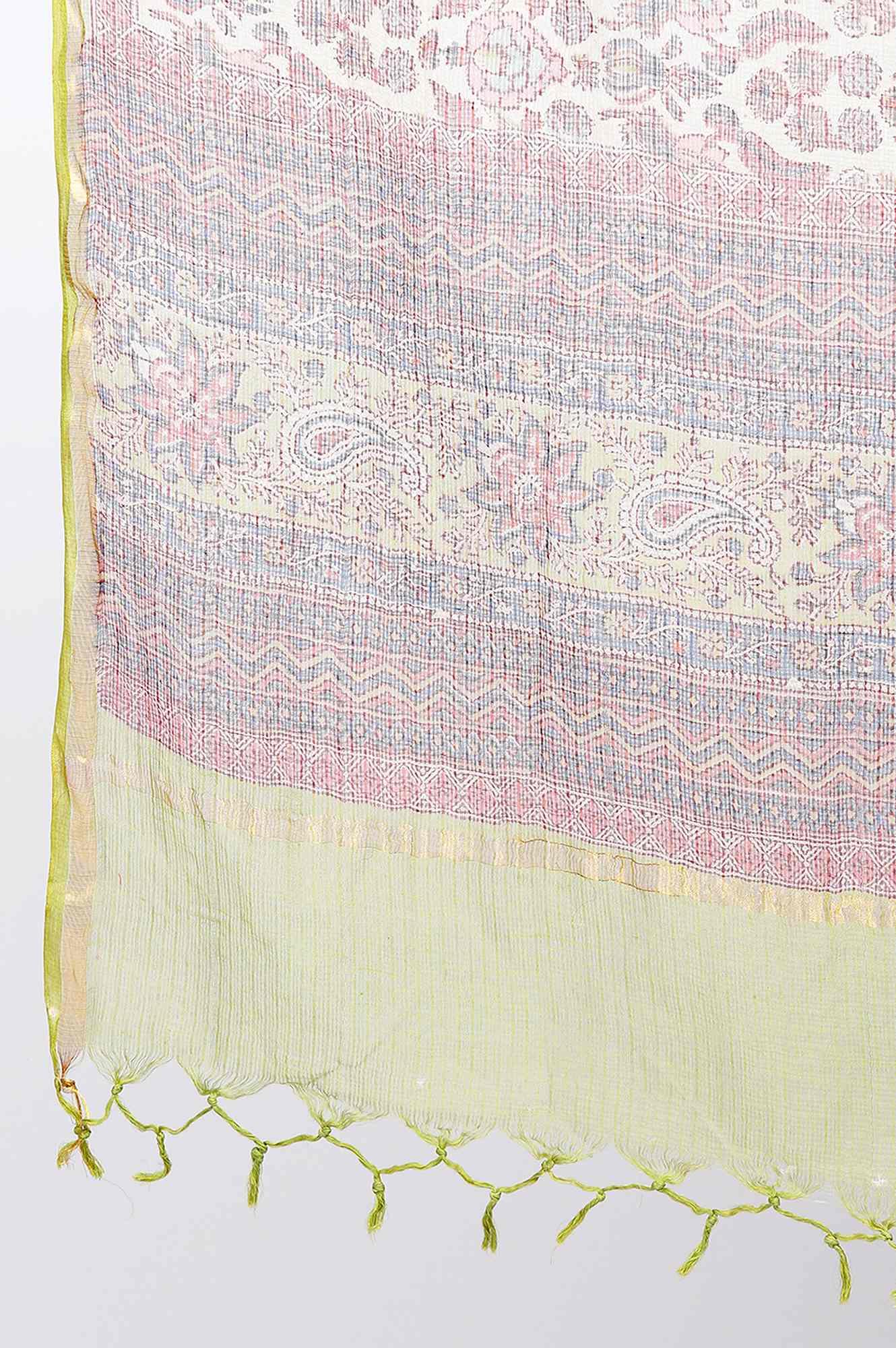 Folksong By W Floral Multicoloured Printed Kota Drape - wforwoman