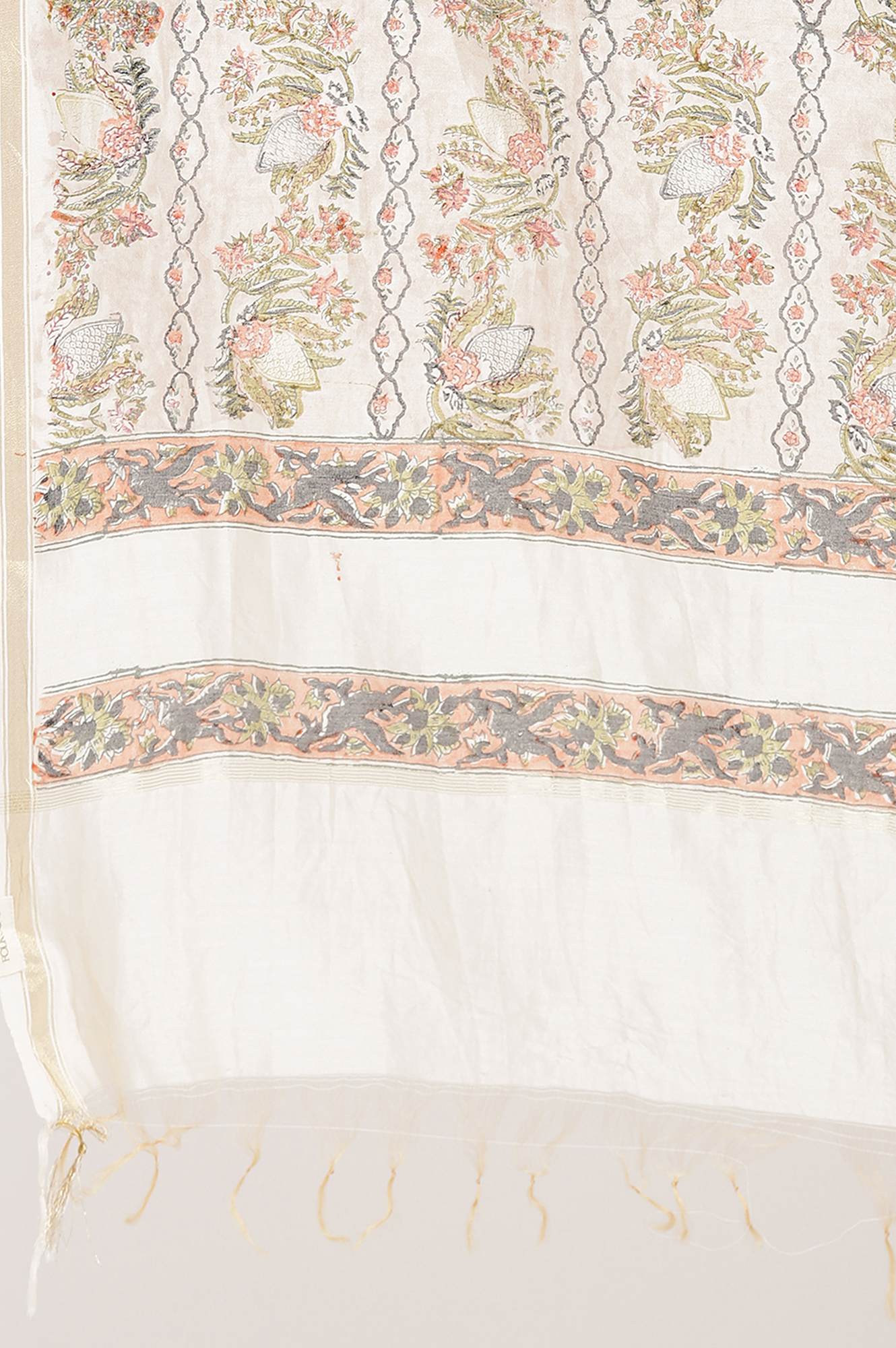 Light Pink Printed Cotton Silk Drape