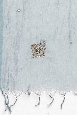 Light Blue Cotton Silk Drape - wforwoman