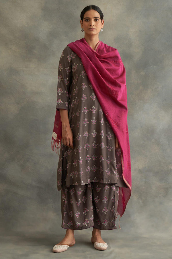 Fuchsia Solid Cotton Silk Drape
