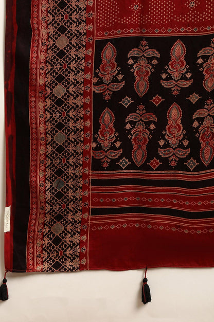 Red Ajrakh Printed Drape - wforwoman