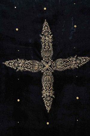 Navy Blue Embroidered Velvet Shawl