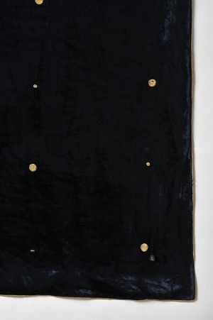 Navy Blue Embroidered Velvet Shawl