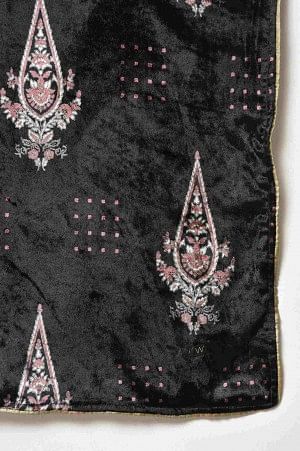 Black Printed Velvet Festive Shawl