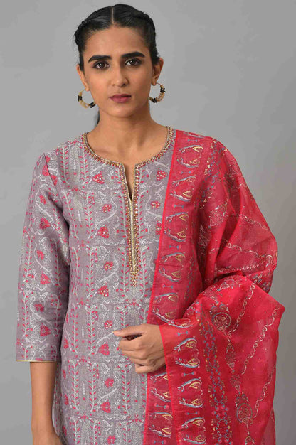 Light Purple Jacquard kurta, Sharara &amp; Dupatta Set