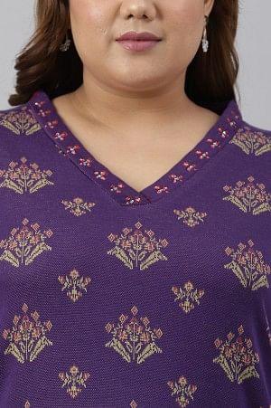 Purple Printed Winter Plus Size kurta - wforwoman