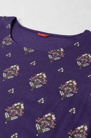 Purple Printed Winter Plus Size kurta - wforwoman