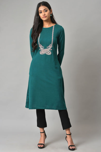 Green Light Festive Embroidered Winter kurta