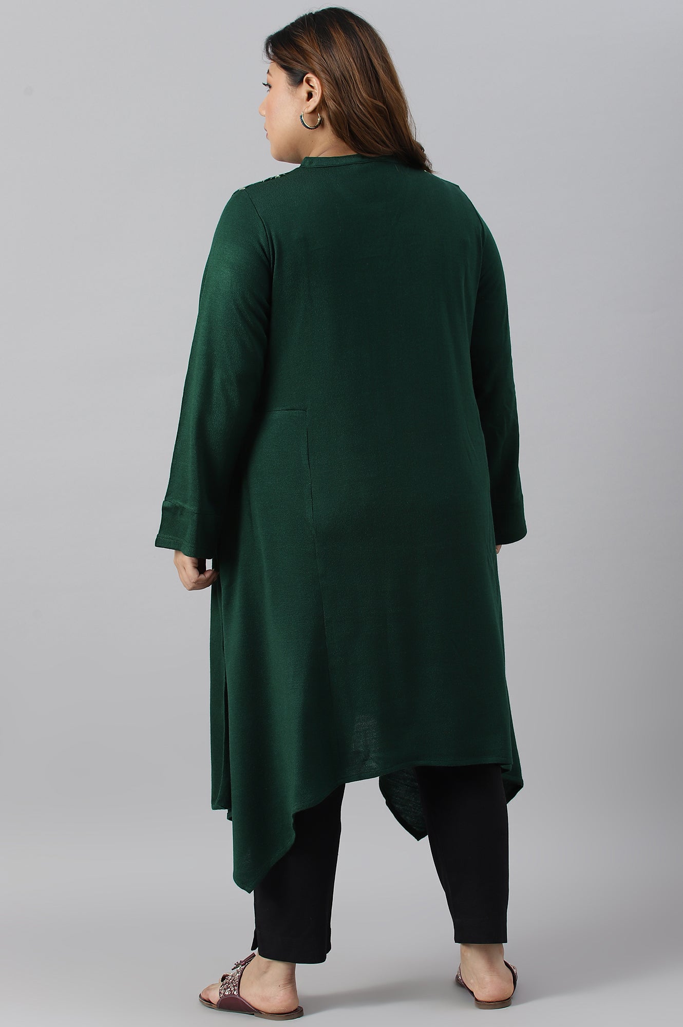 Green Side Dipped Plus Size Winter kurta