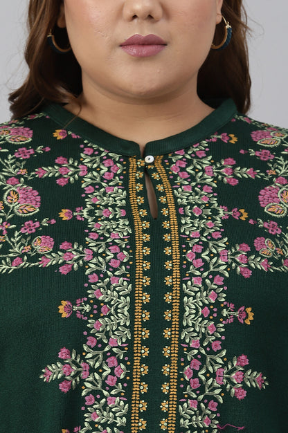 Green Side Dipped Plus Size Winter kurta