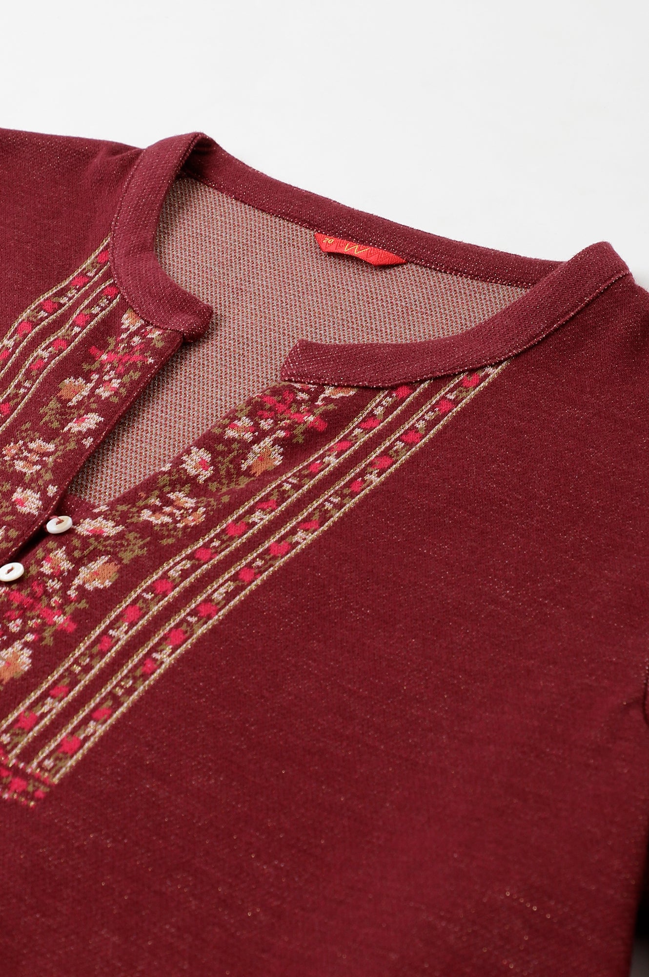 Dark Pink Floral Jacquard Winter kurta