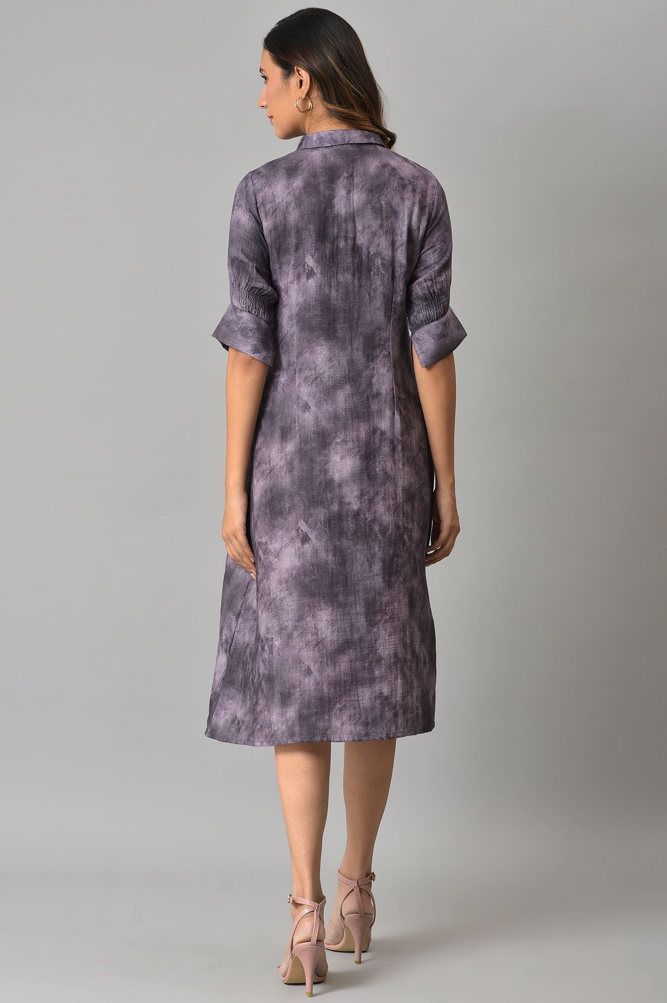 Purple Floral Printed Vaccy Dress