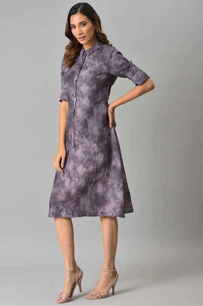 Purple Floral Printed Vaccy Dress