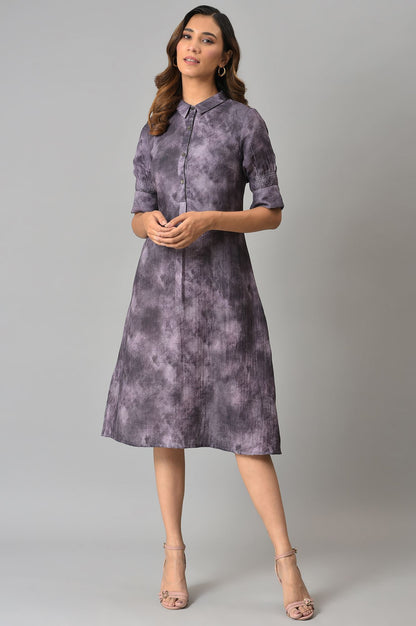 Purple Floral Printed Vaccy Dress