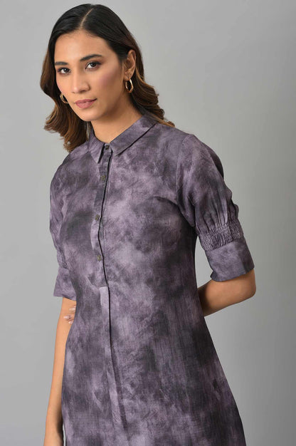 Purple Floral Printed Vaccy Dress