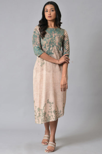 Ecru Western Dress With Floral Print - wforwoman