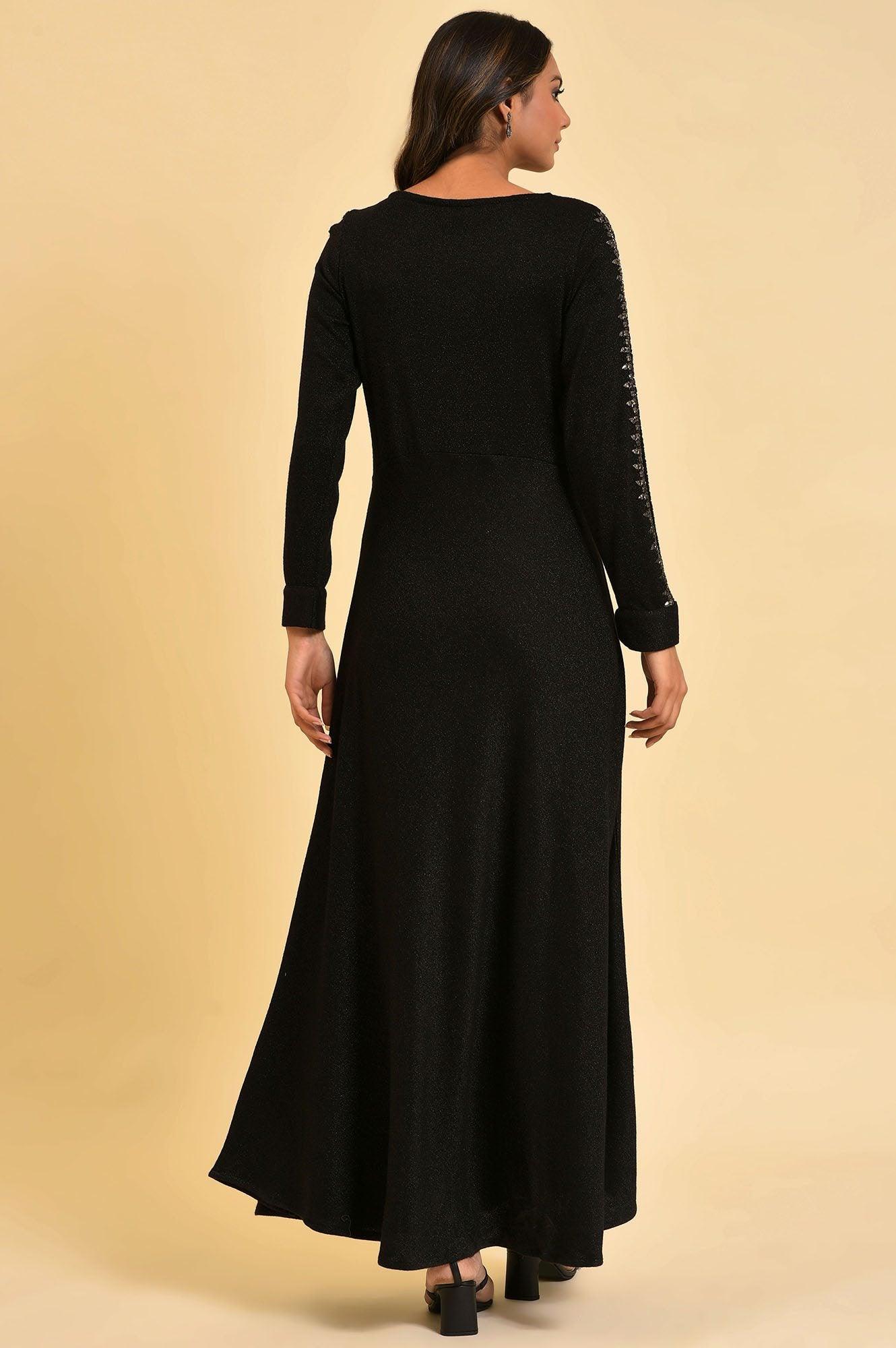 Black Full Length Embellished Dress - wforwoman