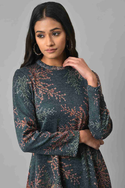 Dark Blue Light Festive Jacquard Winter kurta