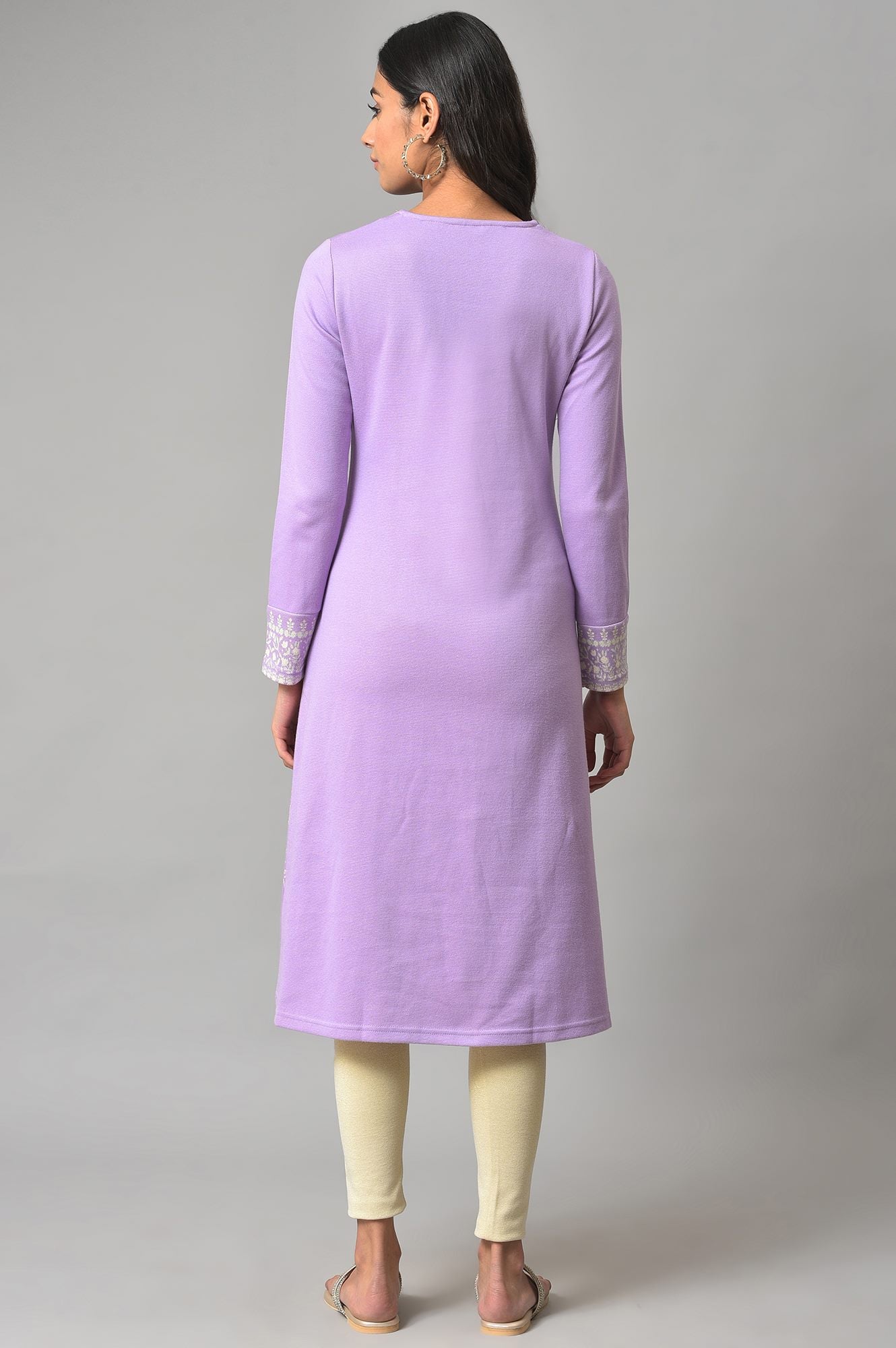 Light Purple Jacquard A-Line Winter kurta