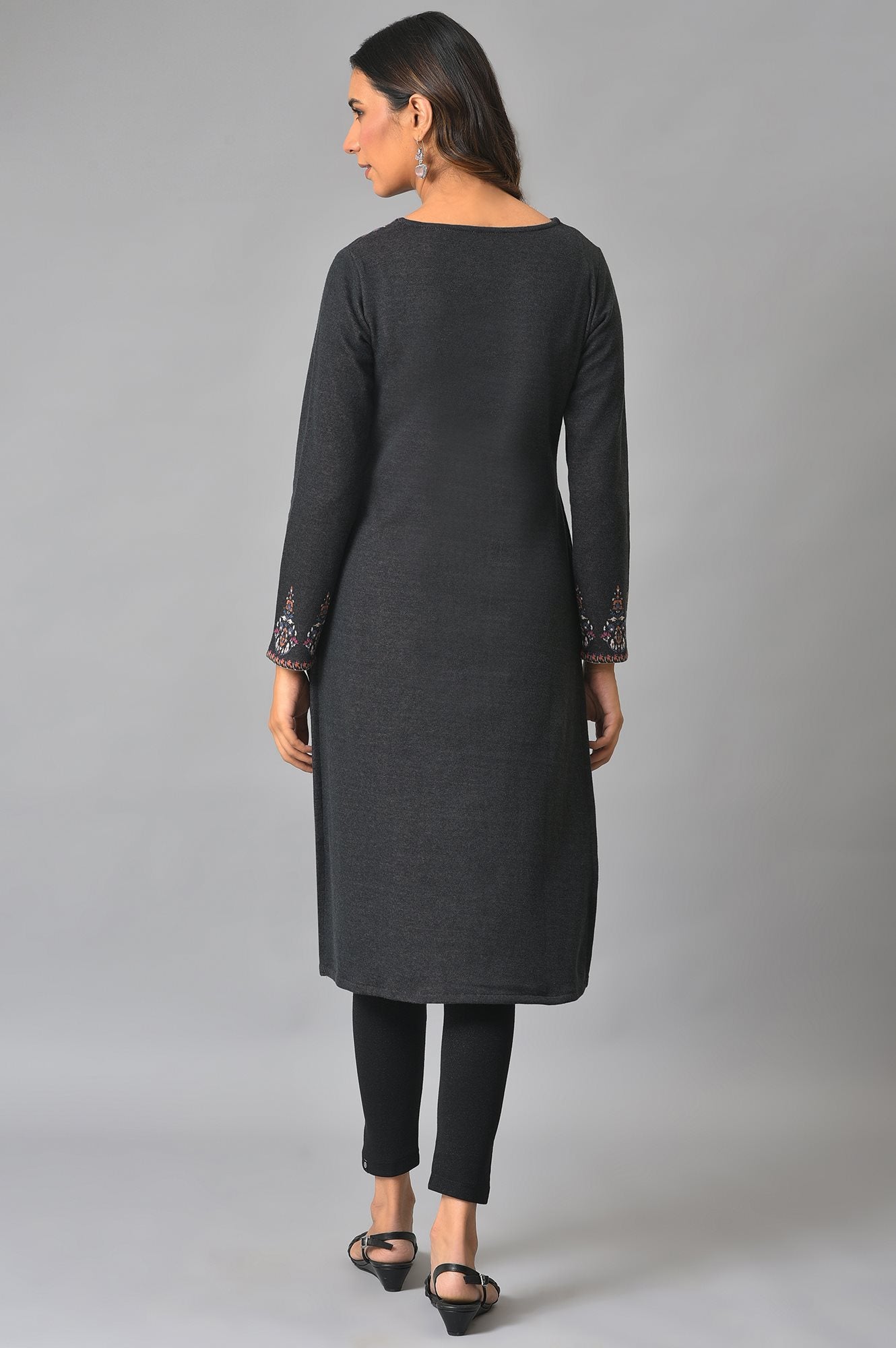 Black Jacquard Winter kurta