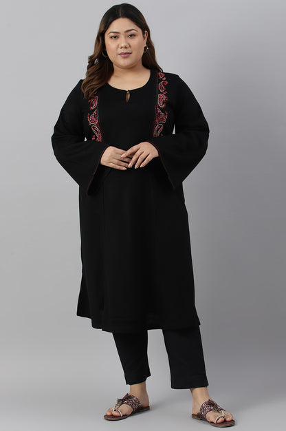 Black Embroidered Plus Size Winter kurta