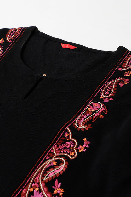 Black Embroidered Plus Size Winter kurta