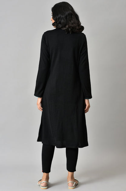 Black Acrylic Statement Winter kurta