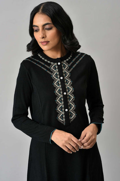 Black Acrylic Statement Winter kurta